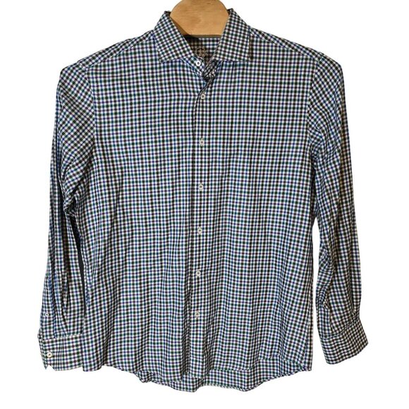 Bugatchi Shaped Fit Button Up Dress Shirt Size XL Men's Long Sleeve Flip Cuff Mu - Picture 2 of 6